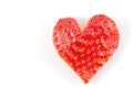 Red strawberry heart isolated on white background in concept valentine`s day Royalty Free Stock Photo