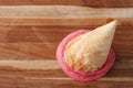 Red strawberry ice cream cone dropped melt Royalty Free Stock Photo