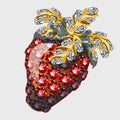 Red strawberry made of precious stones rubies