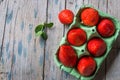 Red strawberry with mint leaves