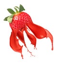 Red strawberry with paint splash Royalty Free Stock Photo