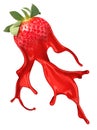 Red strawberry with paint splash Royalty Free Stock Photo