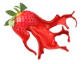 Red strawberry with paint splash Royalty Free Stock Photo