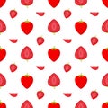 Red Strawberry Seamless Pattern. Slice of Strawberry Seamless Pattern