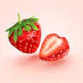 A red strawberry split in half Royalty Free Stock Photo