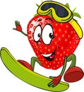 Red strawberry surfing - vector Royalty Free Stock Photo