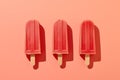 Red Strawberry watermelon red ice cream popsicles. Generative AI Royalty Free Stock Photo