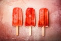 Red Strawberry watermelon red ice cream popsicles. Generative AI Royalty Free Stock Photo