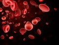 Red streaming blood cells background.