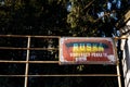 Red street sign Ruska - translation:Russian - is painted over with blue and yellow color as Ukrainian flag in Prague Royalty Free Stock Photo