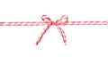 Red string with bow,decoration rope isolated Royalty Free Stock Photo