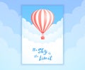 Red stripe ot air balloon sky flight promo banner Royalty Free Stock Photo