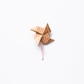 Red stripe pattern brown paper pinwheel isolated on white background Royalty Free Stock Photo