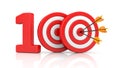 Red stripe targets with arrow form the red number 100. Accurate shot metaphors Royalty Free Stock Photo