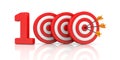 Red stripe targets with arrow form the red number 1000. Accurate shot metaphors Royalty Free Stock Photo