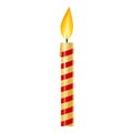 Red striped candle icon, cartoon style Royalty Free Stock Photo