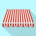 Red striped canopy icon, flat style