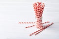 Red striped environmentally friendly straws biodegradable paper Royalty Free Stock Photo