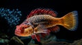 Red Striped Fish In Dark Aquarium: A Captivating Underwater Display