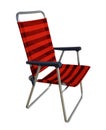 Red striped folding chair isolated on white Royalty Free Stock Photo