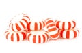 Red striped peppermints on a white Royalty Free Stock Photo