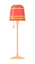 Red striped retro lampshade on wooden rack with hanged switch isometric vector illustration