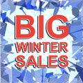 Red striped sale poster with BIG WINTER SALE text. Advertising banner