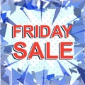 Red striped sale poster with FRIDAY SALE text. Advertising banner