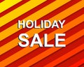 Red striped sale poster with HOLIDAY SALE text. Advertising banner