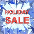 Red striped sale poster with HOLIDAY SALE text. Advertising banner