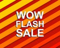 Red striped sale poster with WOW FLASH SALE text. Advertising banner Royalty Free Stock Photo