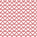 Red stroke Outline Hearts Seamless Pattern Minimalism St Valentines Day Abstract background Texture
