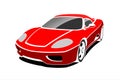 Red Stylized Car, Side view, Three-quarter view. Fast Racing car. Sport car. Modern flat Vector illustration Royalty Free Stock Photo
