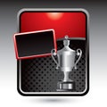 Red stylized template silver trophy