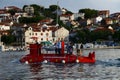 Red submarine in Trogir town