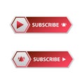 Red Subscribe Button in Flat Style Vector Illustration, Stylish Metallic subscribe button with red and white color background and Royalty Free Stock Photo