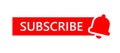 Red subscribe button with notification bell icon. Web subscribe button for video channel mockup template Royalty Free Stock Photo