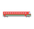 Red Suburban Electric Train Flat Vector Illustration