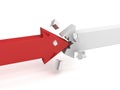 Red success arrow breaks white opponent Royalty Free Stock Photo