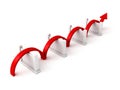 Red success arrow overcome barriers Royalty Free Stock Photo