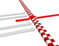 Red success arrow and white arrow, team core and cooperation, competition and confrontation Royalty Free Stock Photo