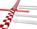 Red success arrow and white arrow, team core and cooperation, competition and confrontation Royalty Free Stock Photo