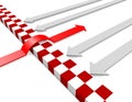 Red success arrow and white arrow, team core and cooperation, competition and confrontation Royalty Free Stock Photo