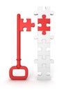 Red success key with jigsaw puzzle