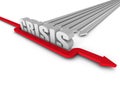 Red Successful Arrow Overcoming CRISIS Word Barrier Royalty Free Stock Photo