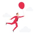 Red suit businessman flying