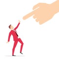 Red suit businessman and pointing finger