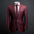 Hyper Realistic Maroon Men\'s Suit With Subtle Gradients