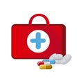 red suitcase health with treatment icon