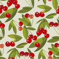 Red summer cherry seamless pattern